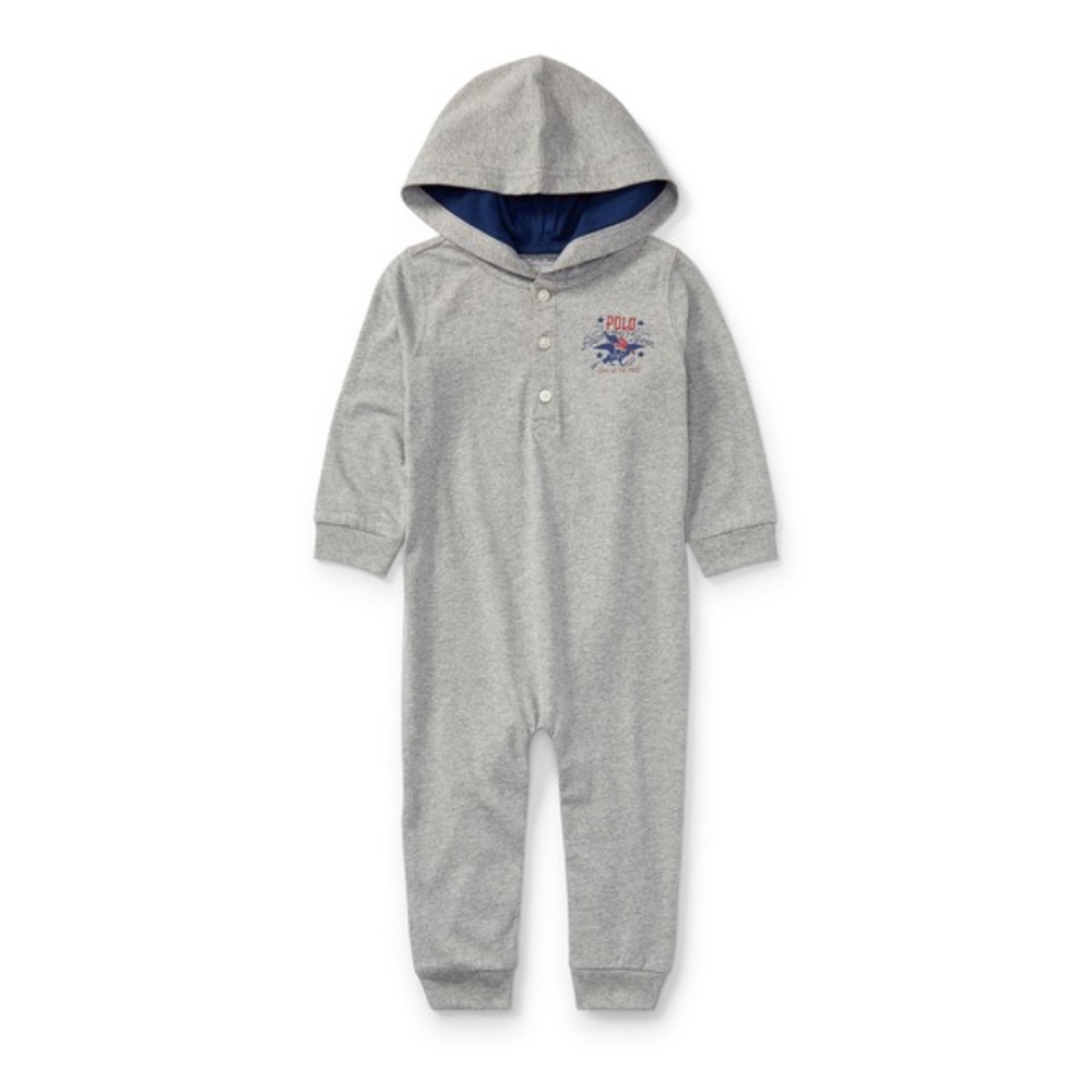 RALPH LAUREN HOODED COTTON JERSEY COVERALL